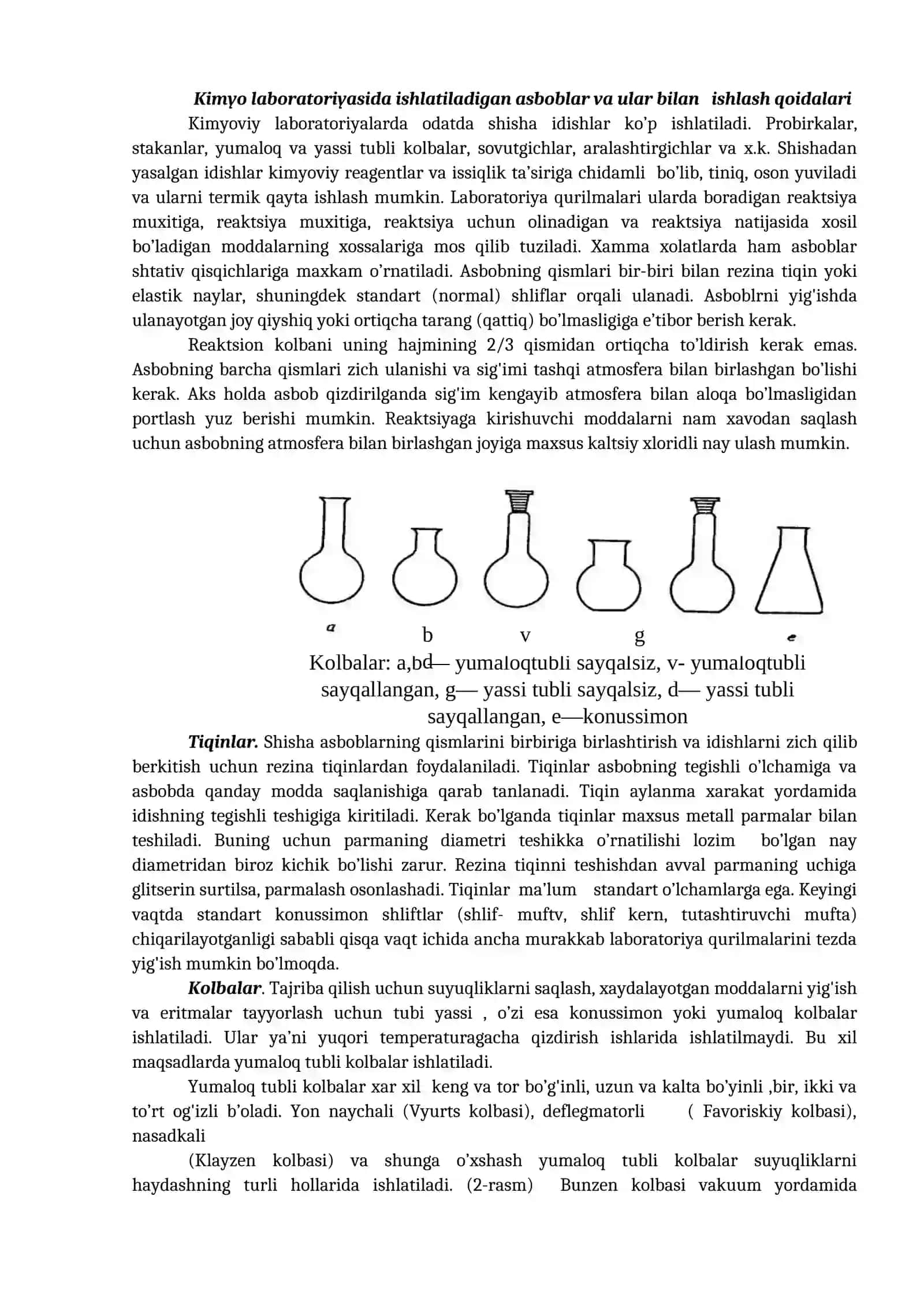 Laboratoriya mashg’ulotlarini o’tkazishda texnika xavfsizligi qoidalari 4