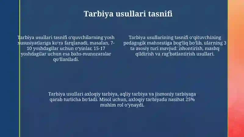 Tarbiya usullari va shakllari 4