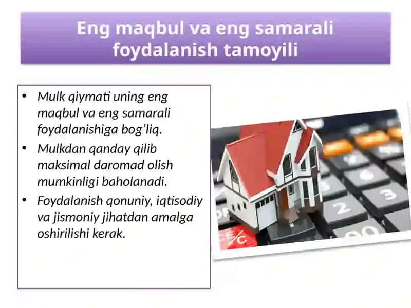 Mulkni baholash tamoyillari 4