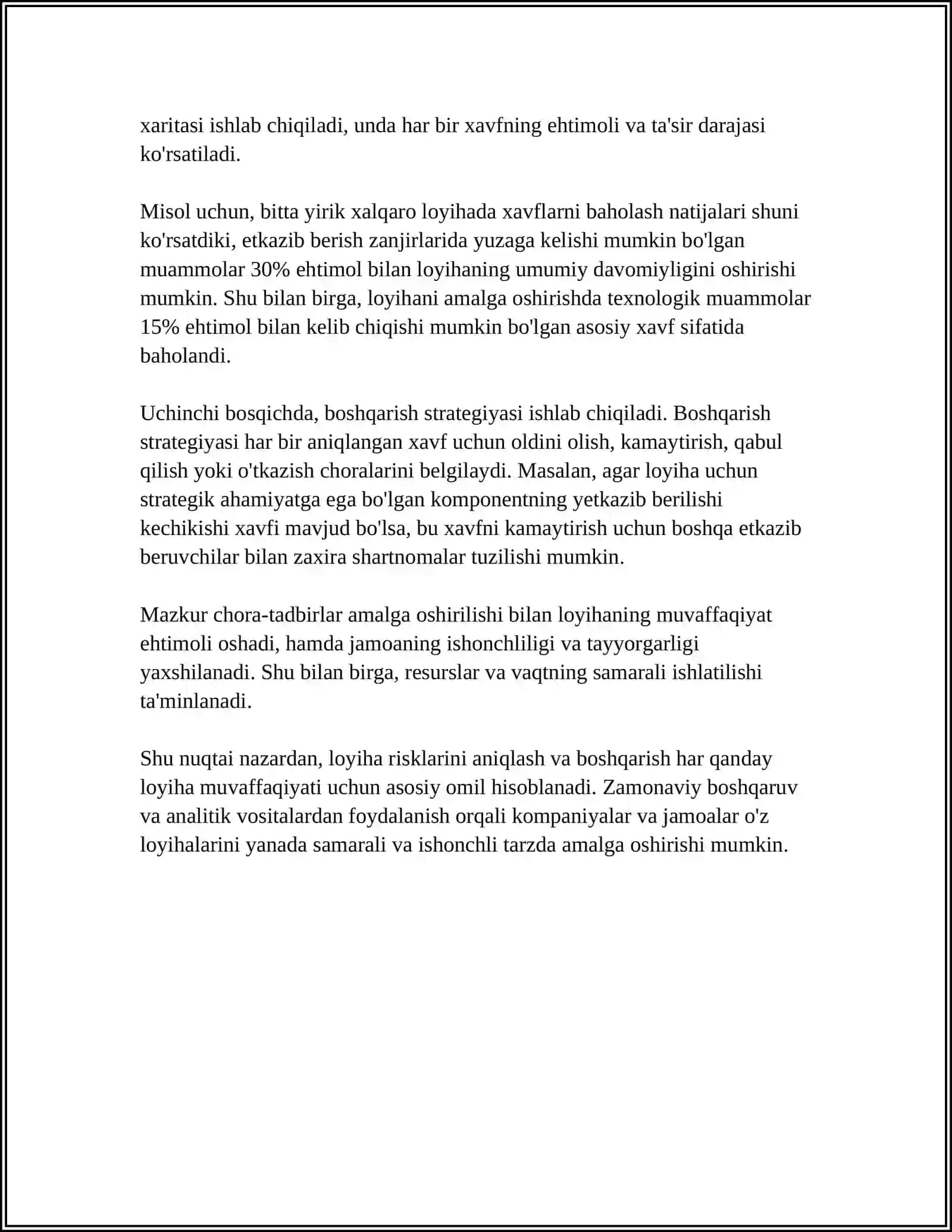 LOYIHA RISKLARINI BOSHQARISH 4