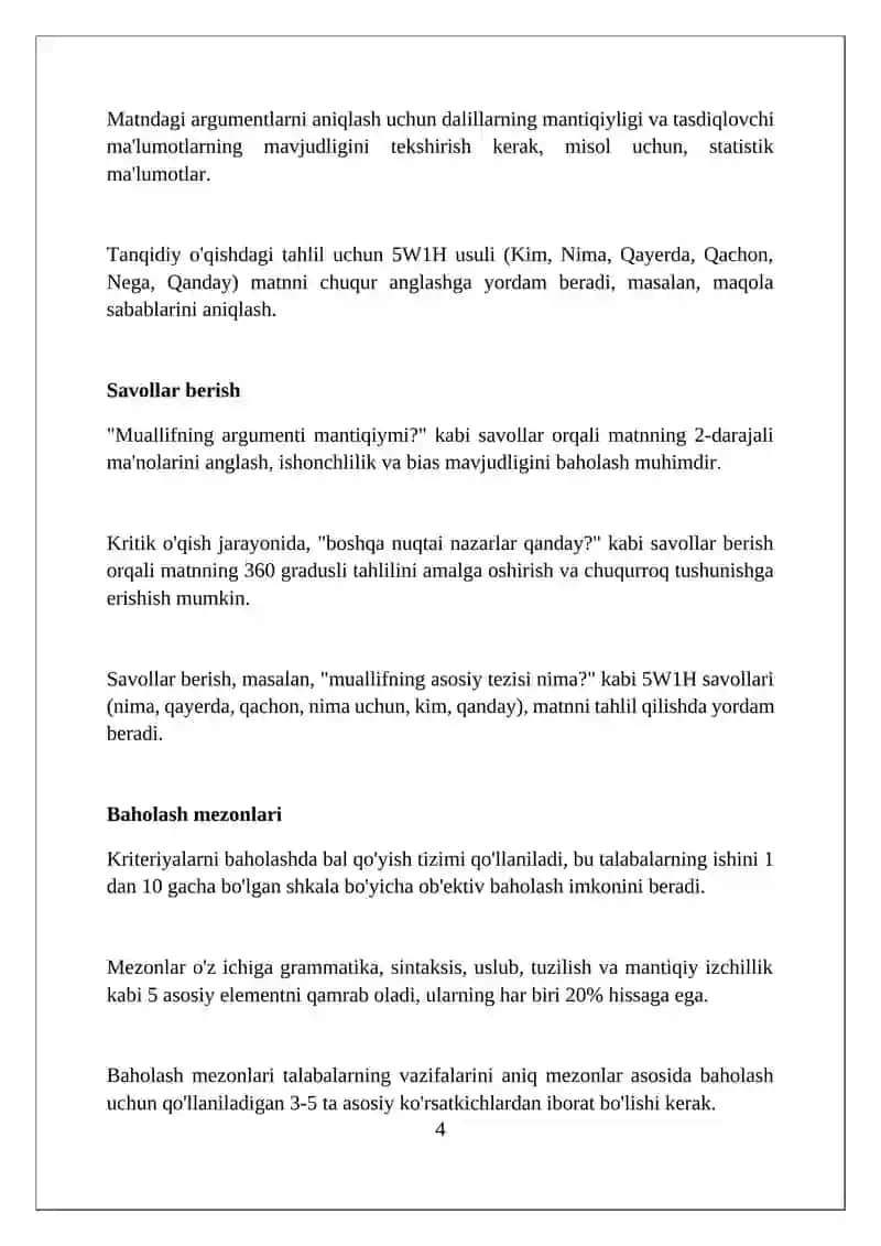 Tanqidiy oʻqishni samarali yoʻlga qoʻyish vositalari 4