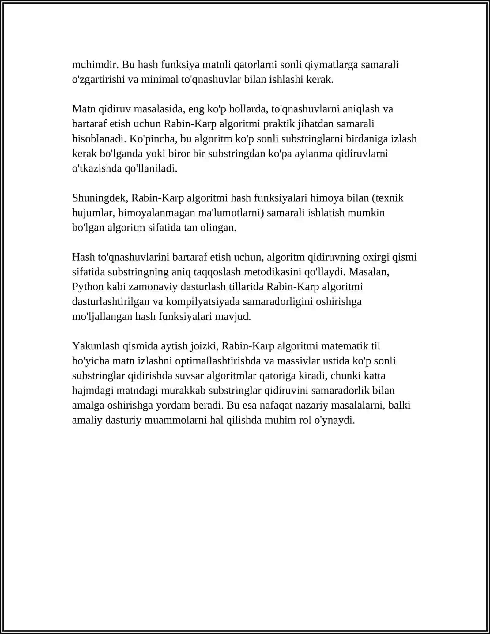PATTERNLARNI QIDIRISHGA KIRISH-RABIN KARP ALGORITMI, Z ALGORITM 4