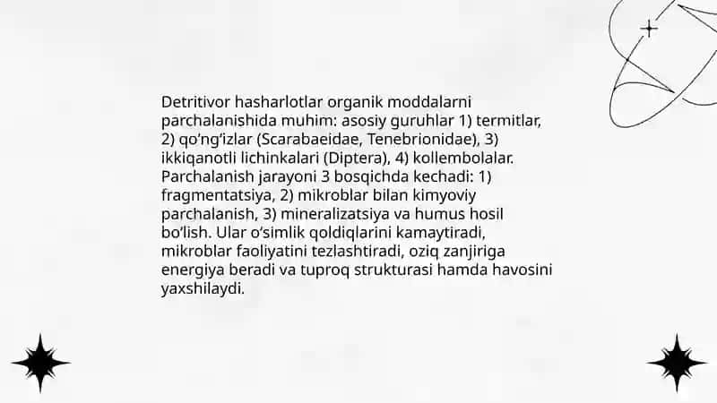 Hasharotlarning tabiatdagi ahamiyati 4
