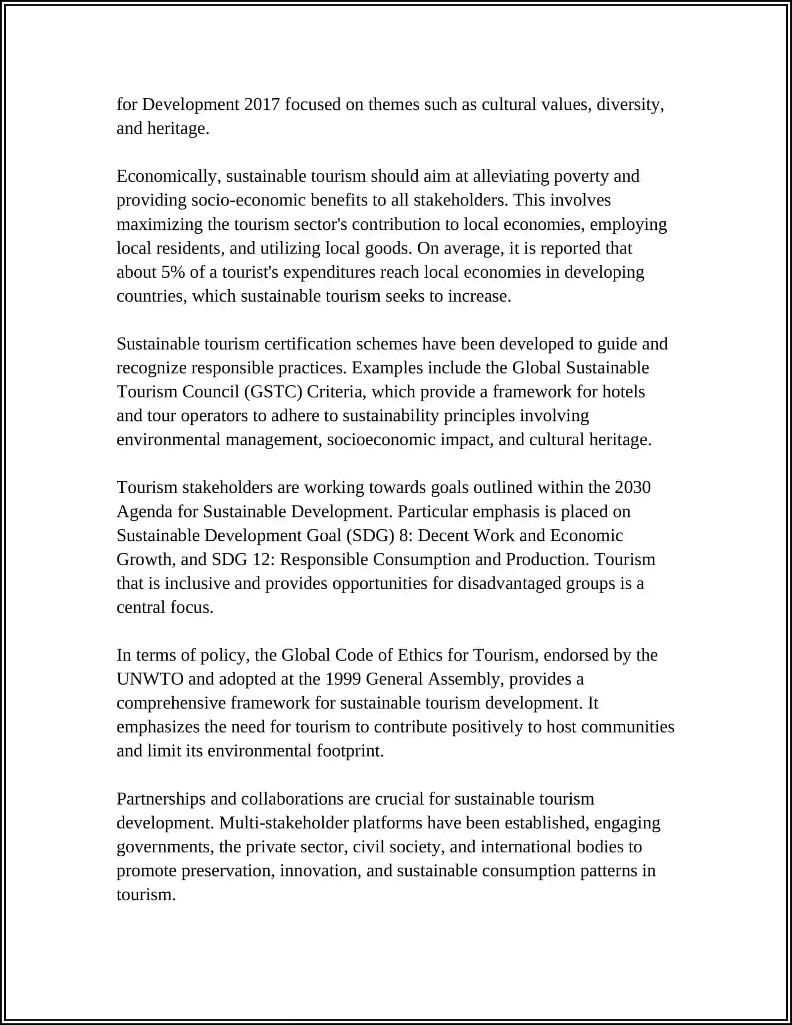 Sustainable Tourism Course 4