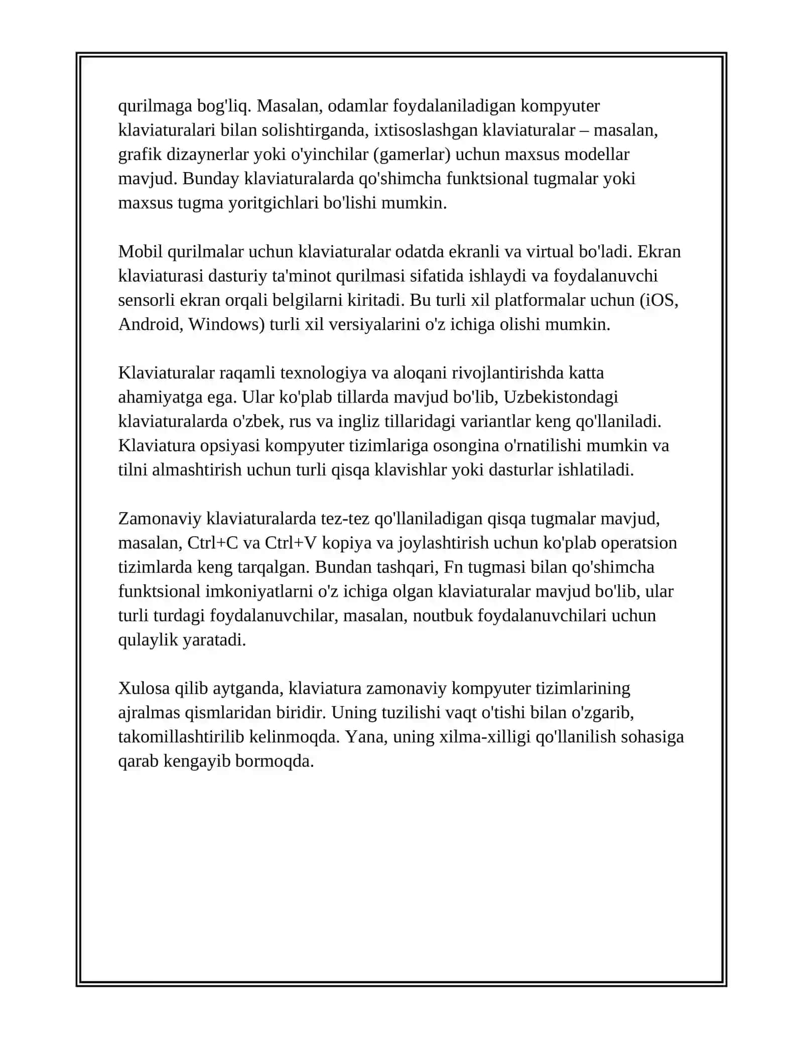 KLAVIATURA QURILMASI. TUGMACHALAR GURUHLARI VA VAZIFALARI 4