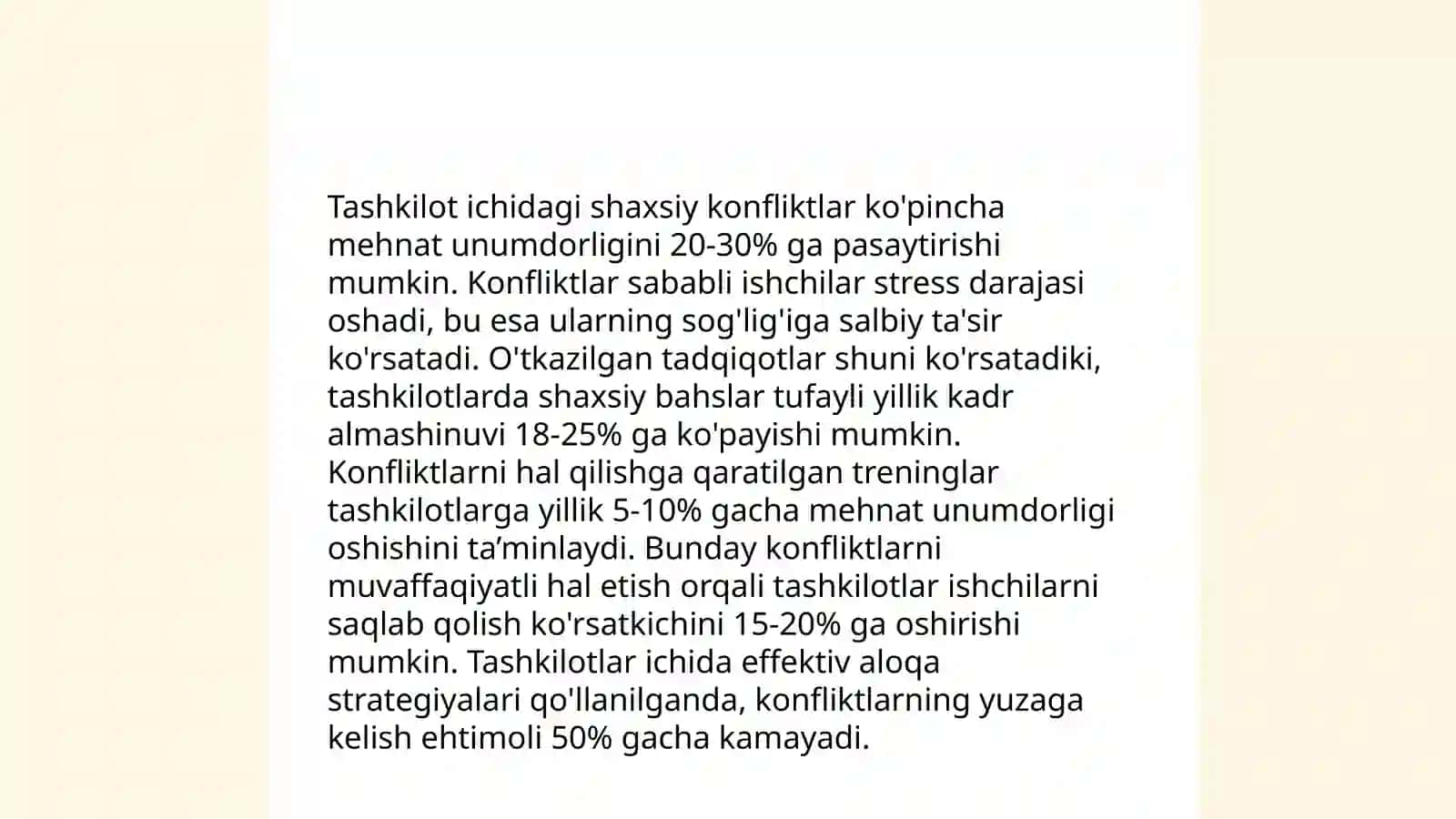 Tashkilotdagi konfliktlarning turlari va ularni hal qilish usullari 4
