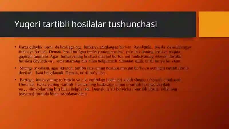Yuqori tartibli hosilalar.Leybnis qoidasi 4