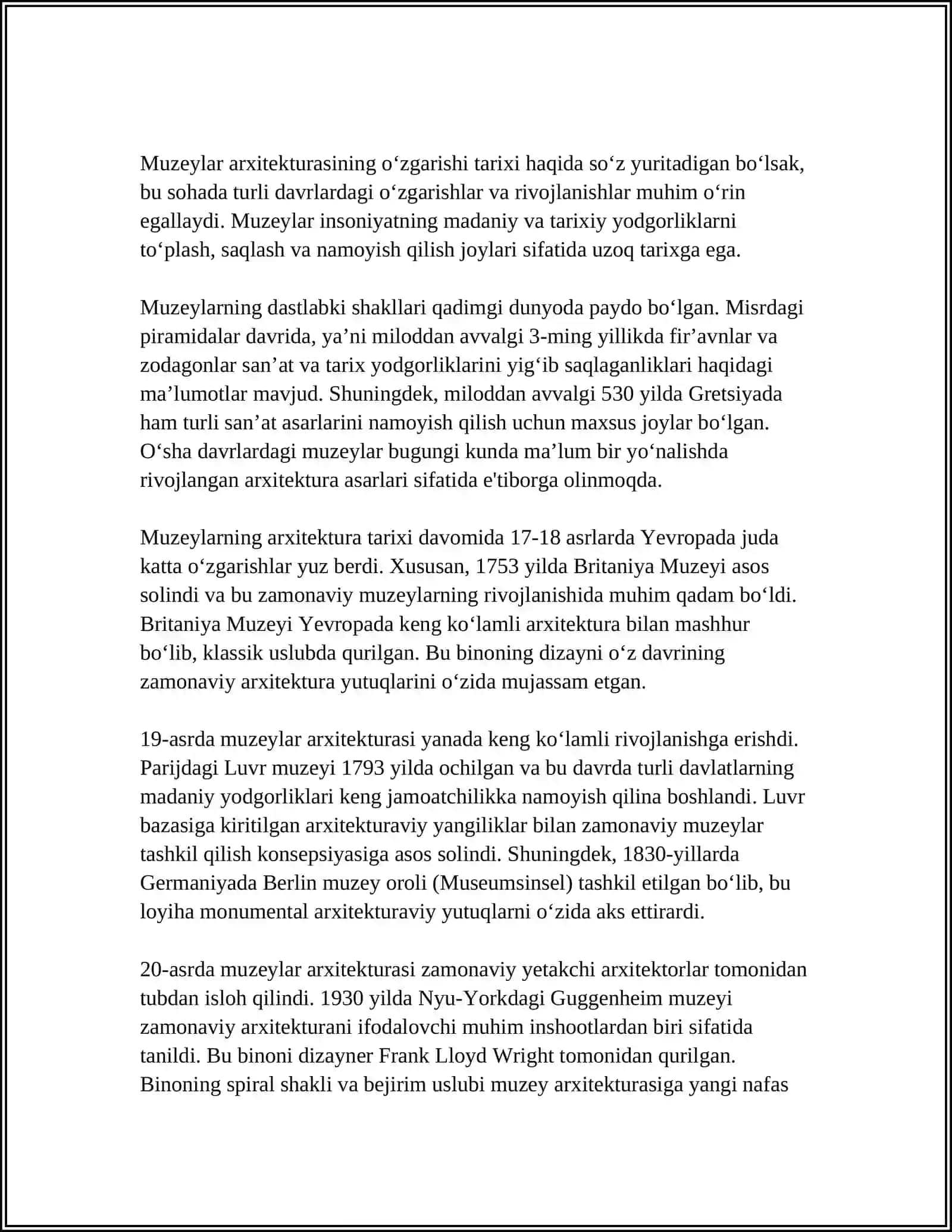 DUNYO MUZEYLARI FAOLIYATI 4