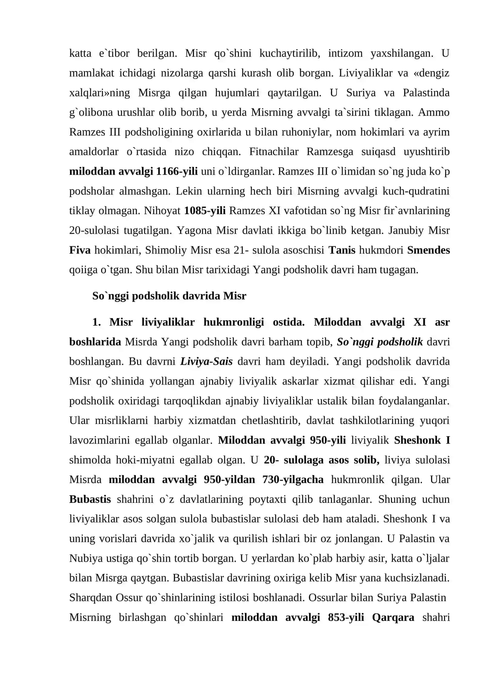 19–20- sulolalar davrida Misr podsholigi 4