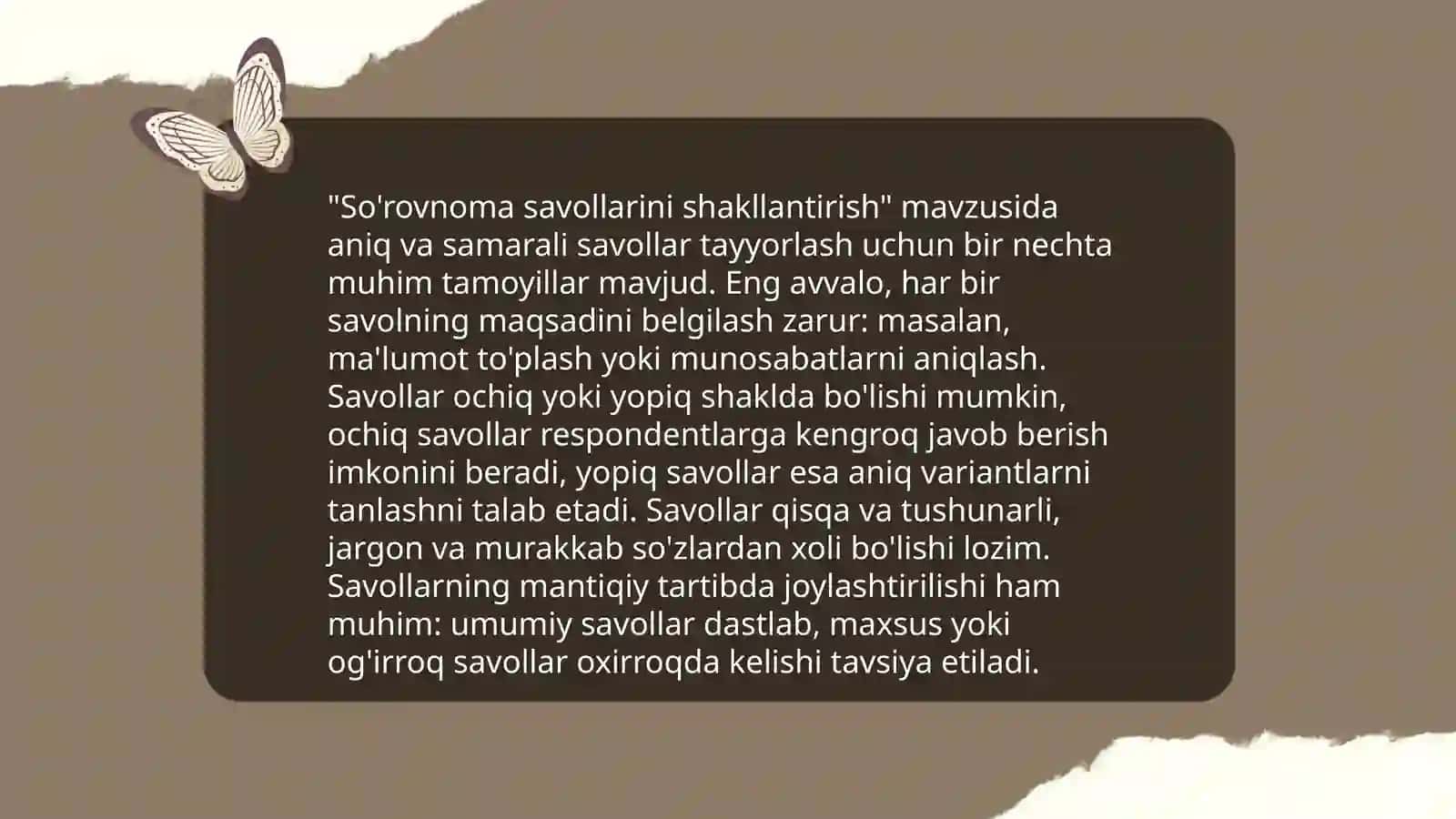 Anketa so'rovnomasi tuzishning asosiy qoidalari 4