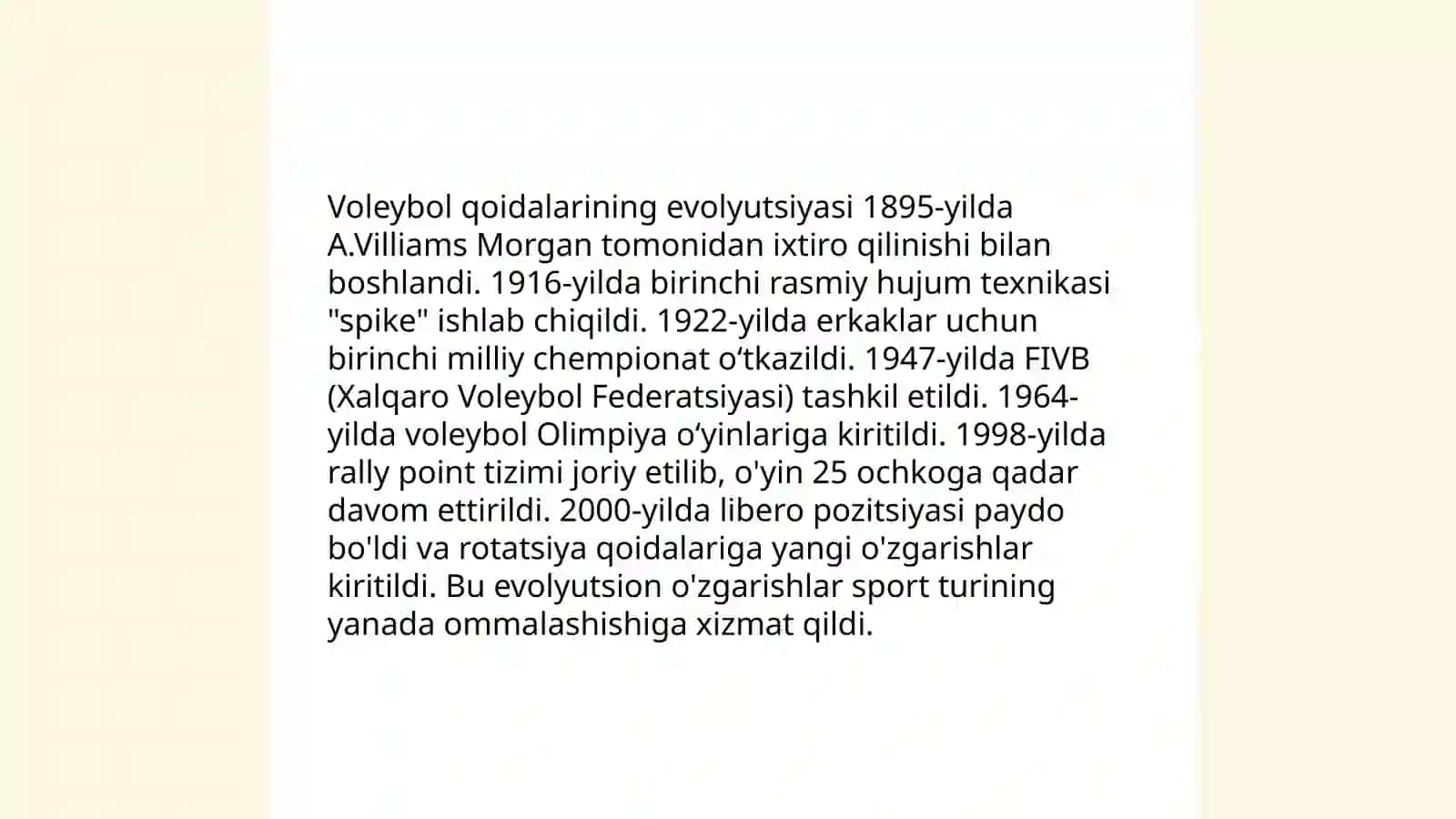 Voleybol sport turi rivojlanishi va tarixi 4