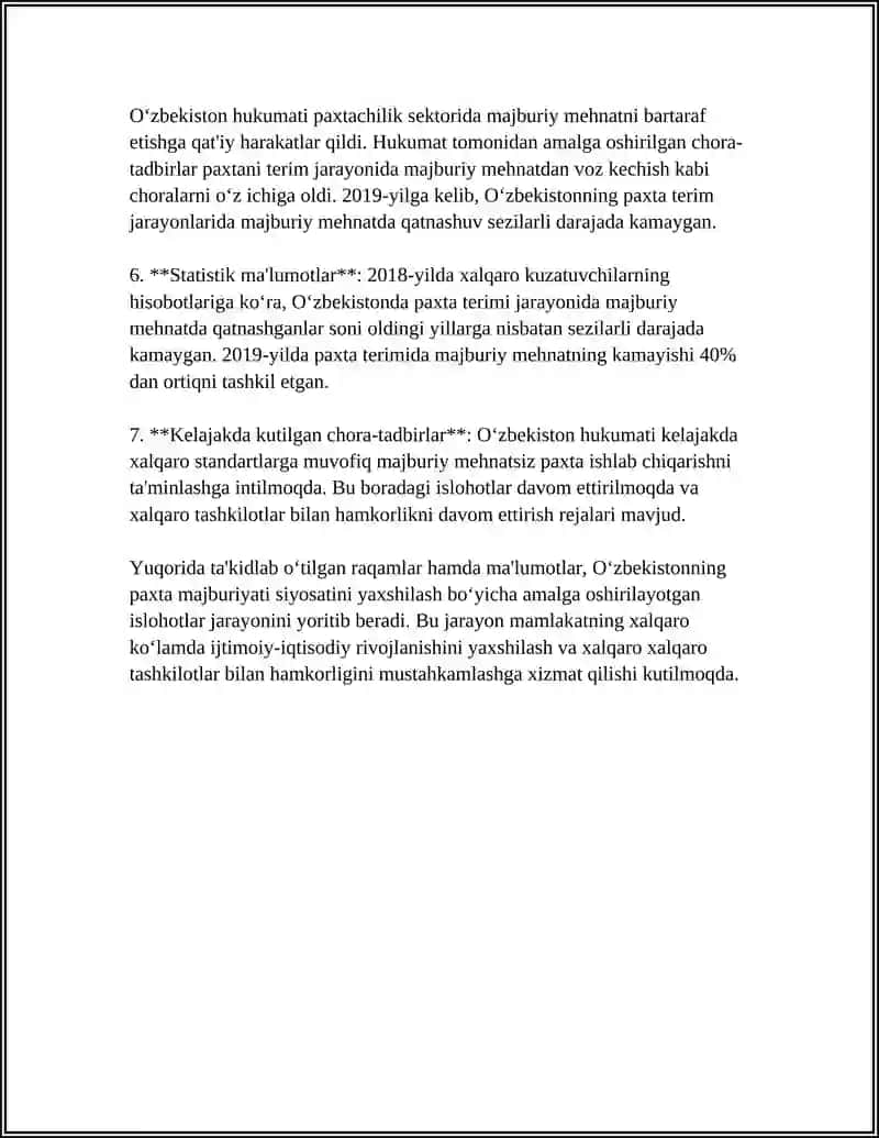 REFERAT Mavzu: 1990-YILLARDA PAXTA ISHI 4