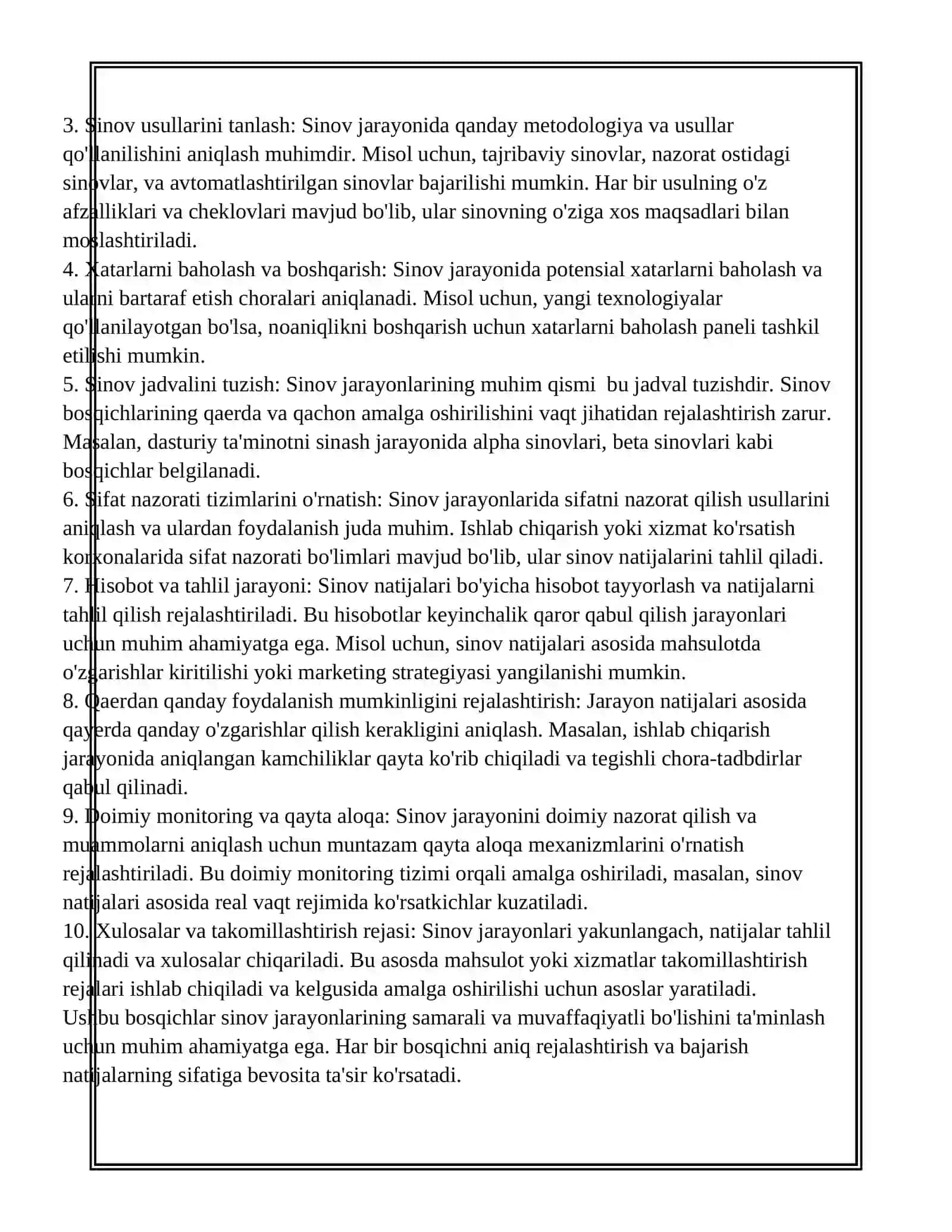 MUFELNIY PECHDA BAJARILADIGAN SINOV AMALIYOTLARINI O‘RGANISH 4