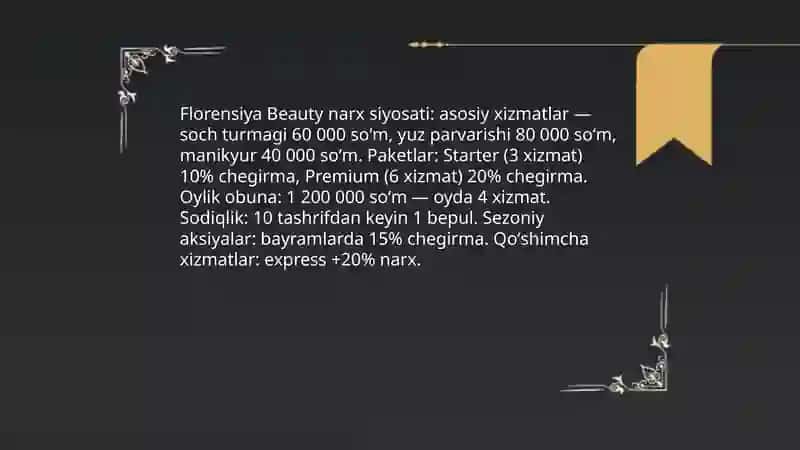 Florensiya Beauty goʻzallik saloni uchun 4