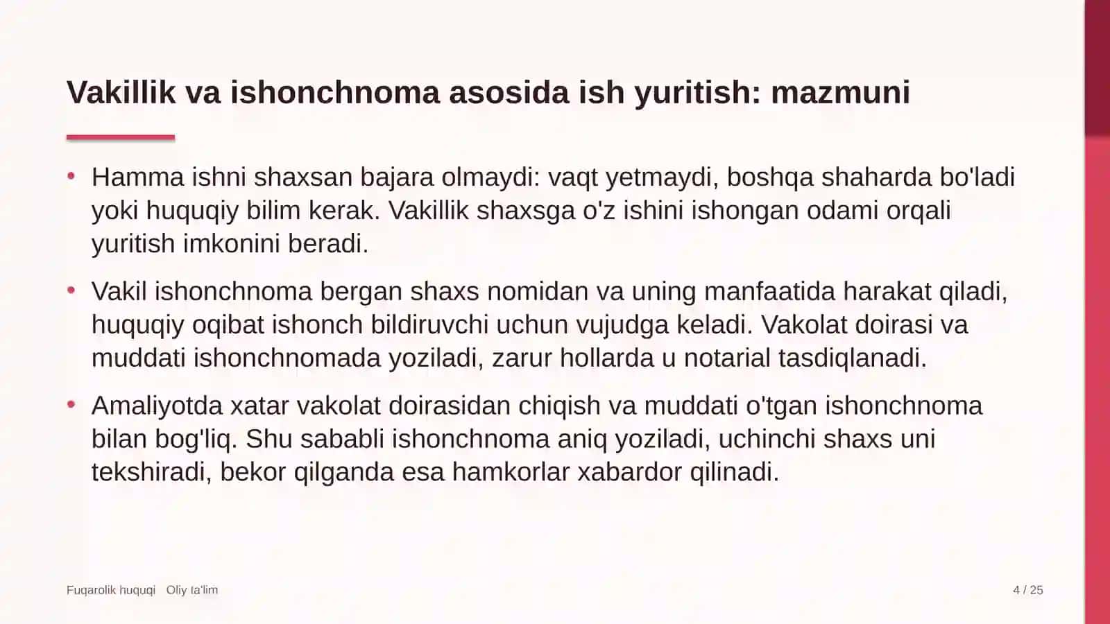 Zargarlik ustaxonalarida vakillik va ishonchnoma asosida ish yuritish 4