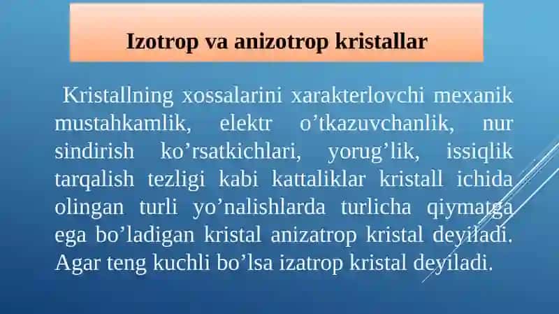 Izotrop va Anizotrop Kristallar O'ptik Hodisalar 4