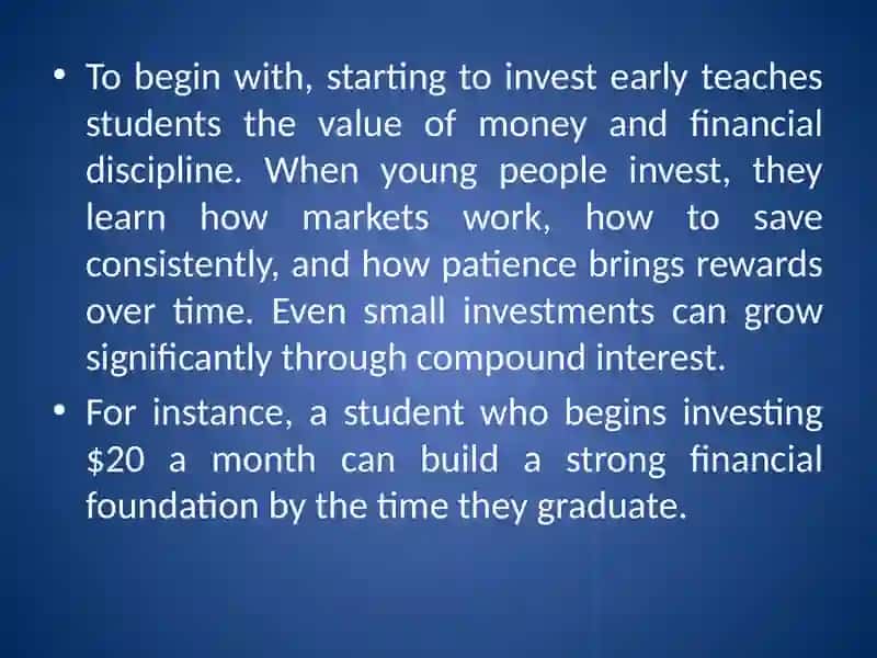 An opinion essay: “Should students start investing early?” 4