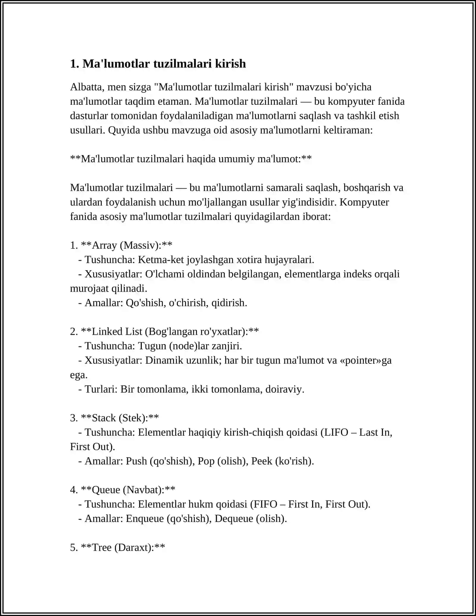 DARAXSIMON MA'LUMOTLAR TUZILMALARI 4