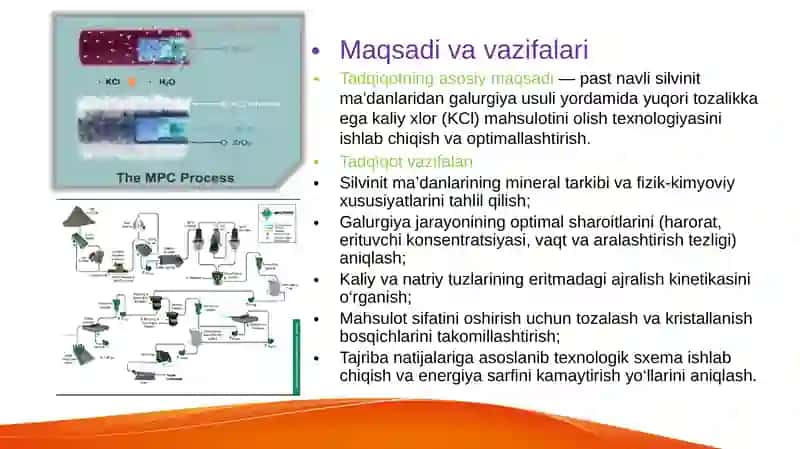 Past navli silvinit madanidan galurgiya usulida kaliy xlor olish 4