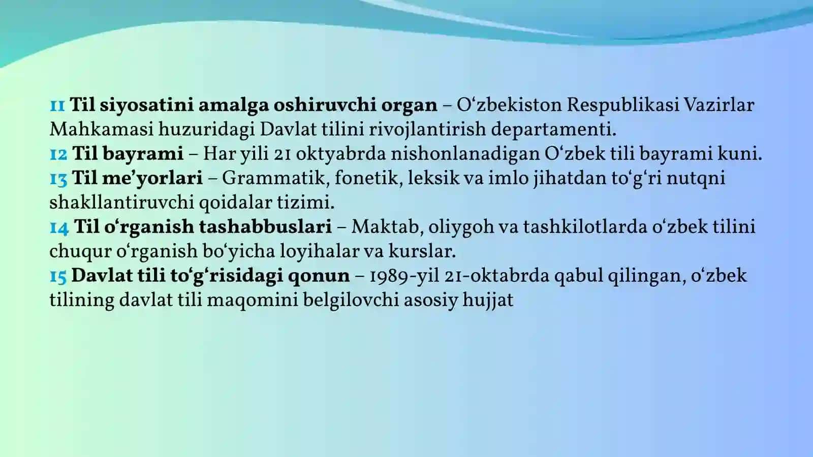 O`zbek tili fanidan tayyorlagan TAQDIMOTI 4