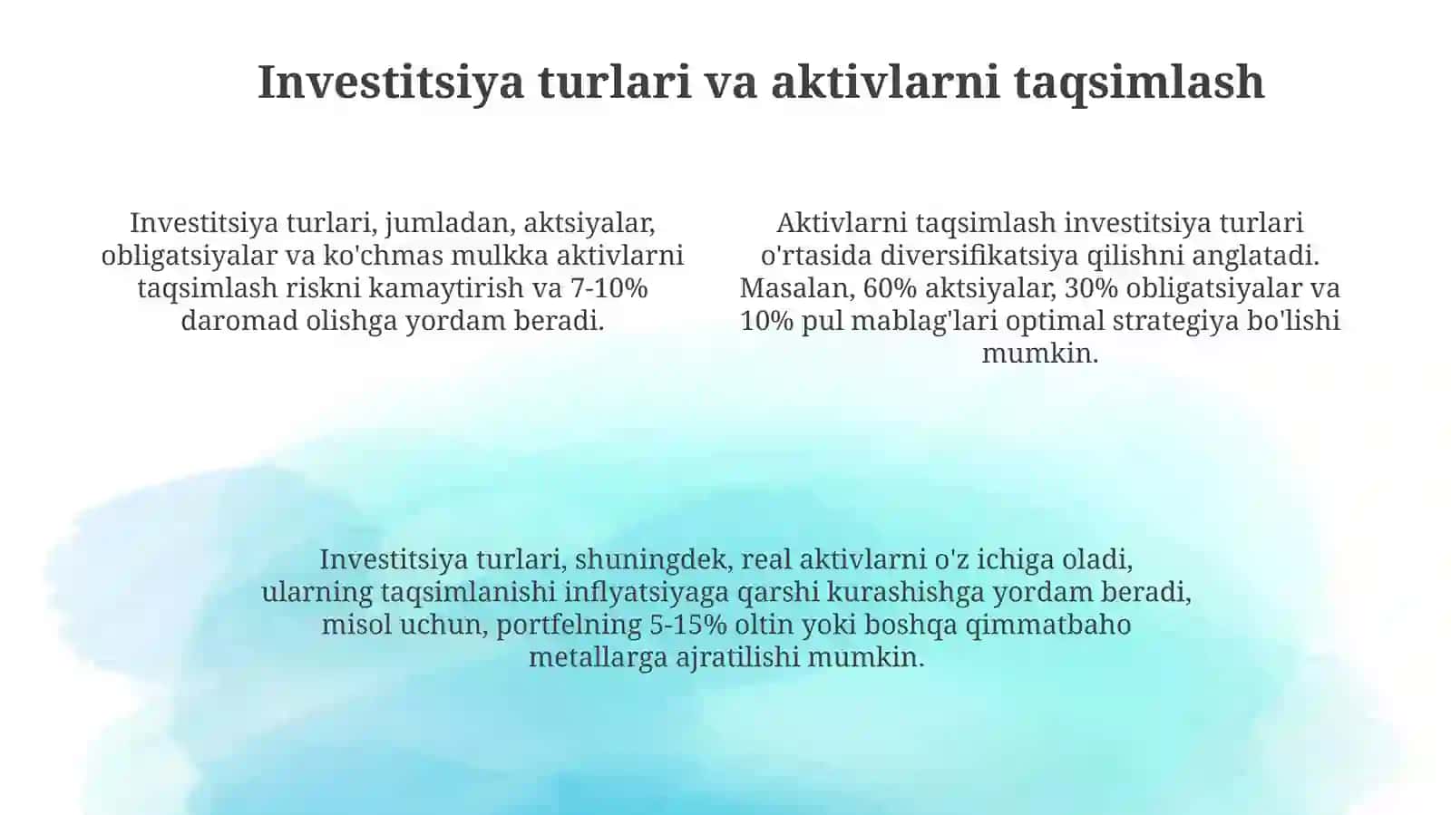Istemoljamg'armavainvestetsiyalar 4