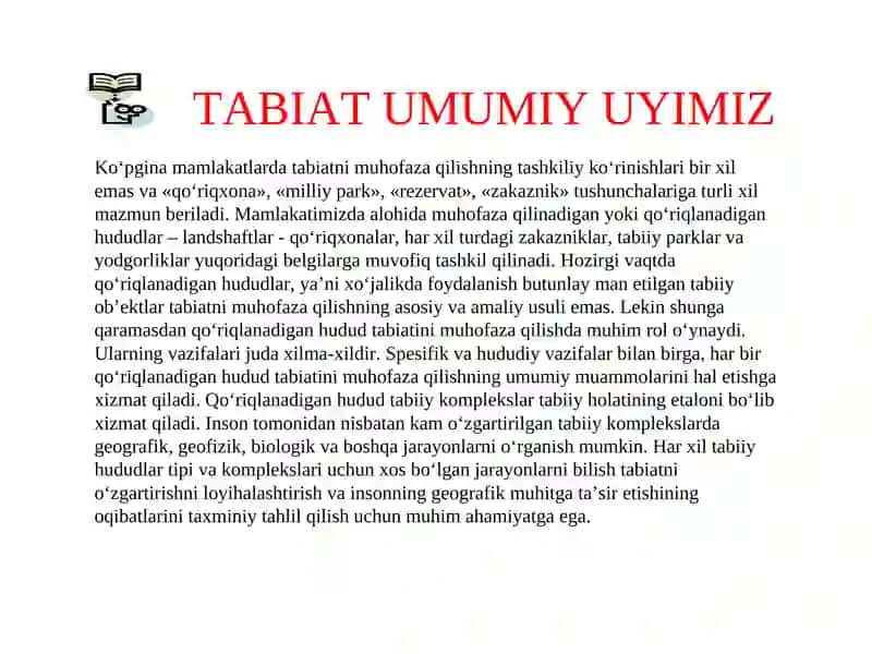 TABIAT UMUMIY UYIMIZ 4