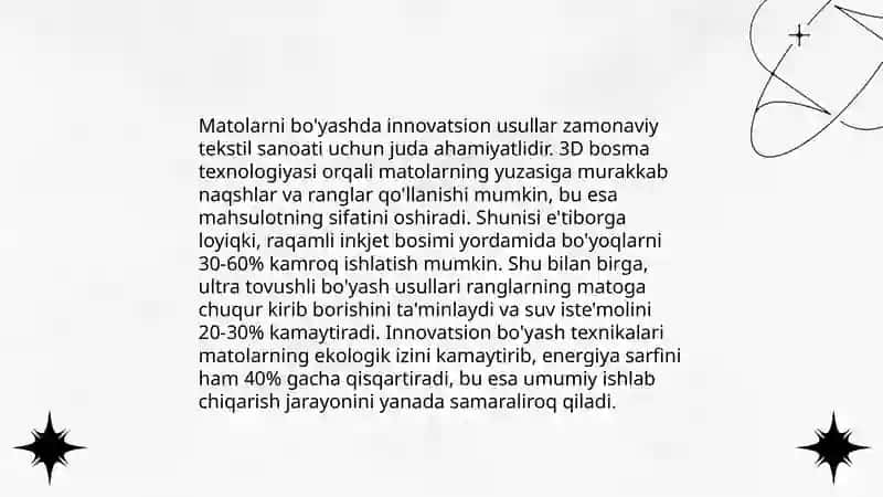 To‘qimachilik sohasida ilg‘or texnalogiyalar haqida ma'lumot 4