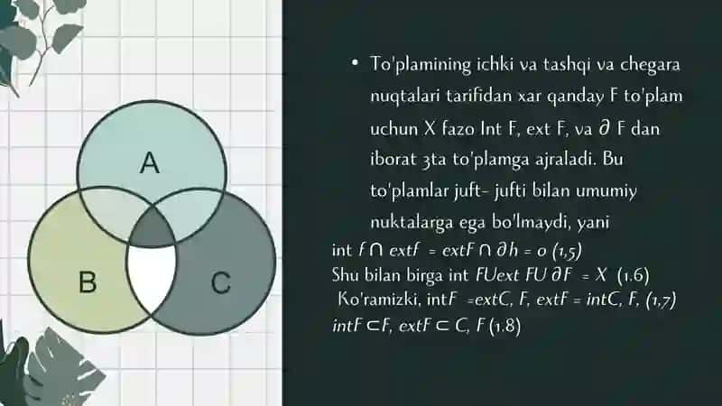 To'plamning ichki, chegaraviy va urinish nuqtalari 4