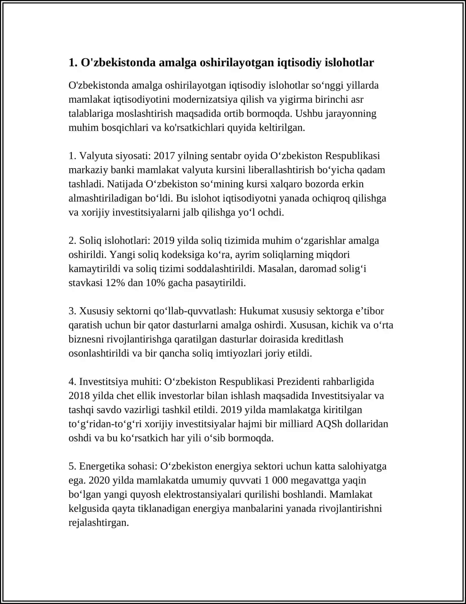 YANGI O'ZBEKISTONNING IJTIMOIY-SIYOSIY, IQTISODIY VA MADANIY HAYOTIDA RO'Y BERAYOTGAN O‘ZGARISHLARNING XALQARO REYTING VA INDEKSLARINI AKASI ETISHI 4