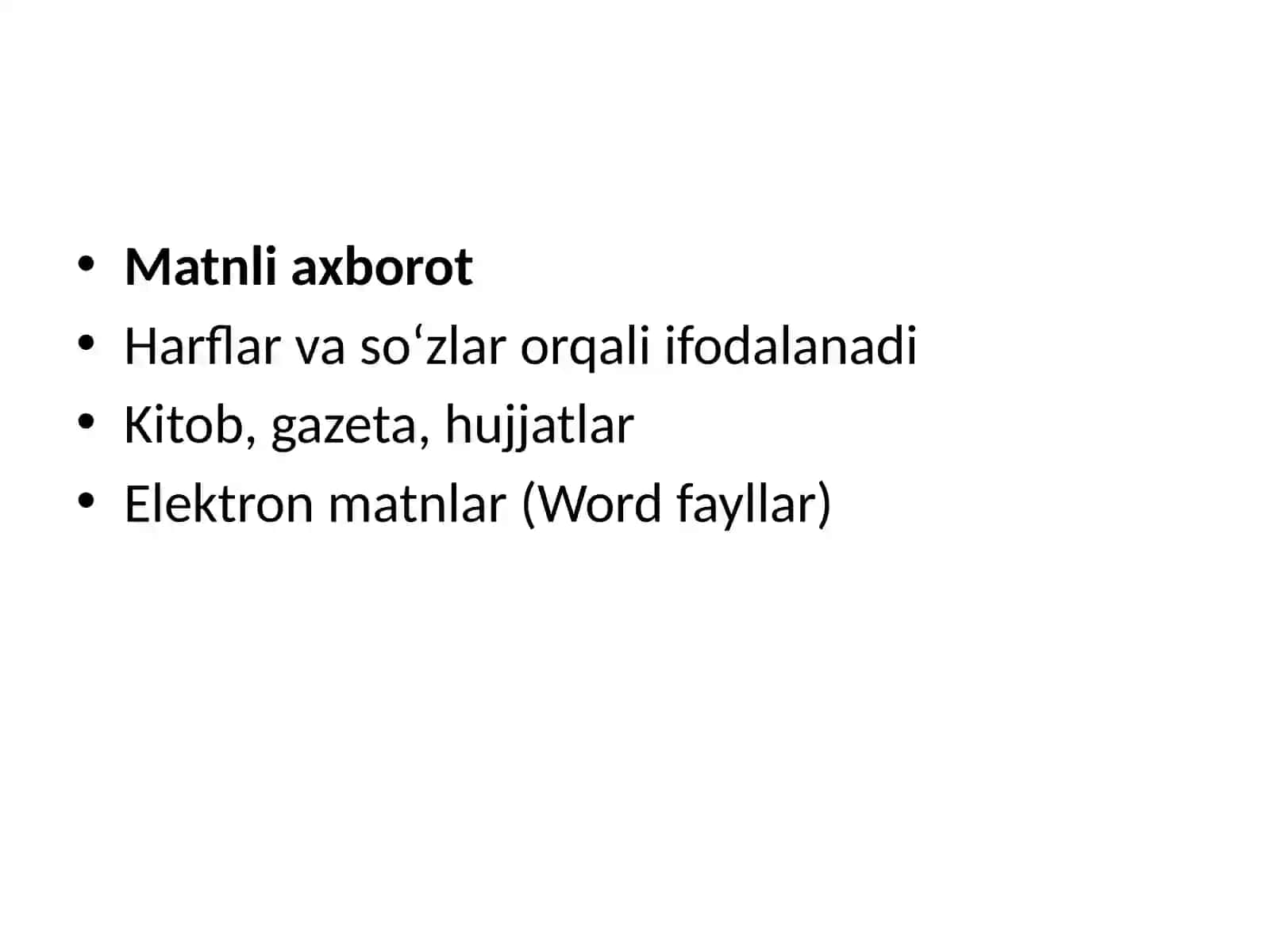 Axborotning asosiy xususiyatlari 4