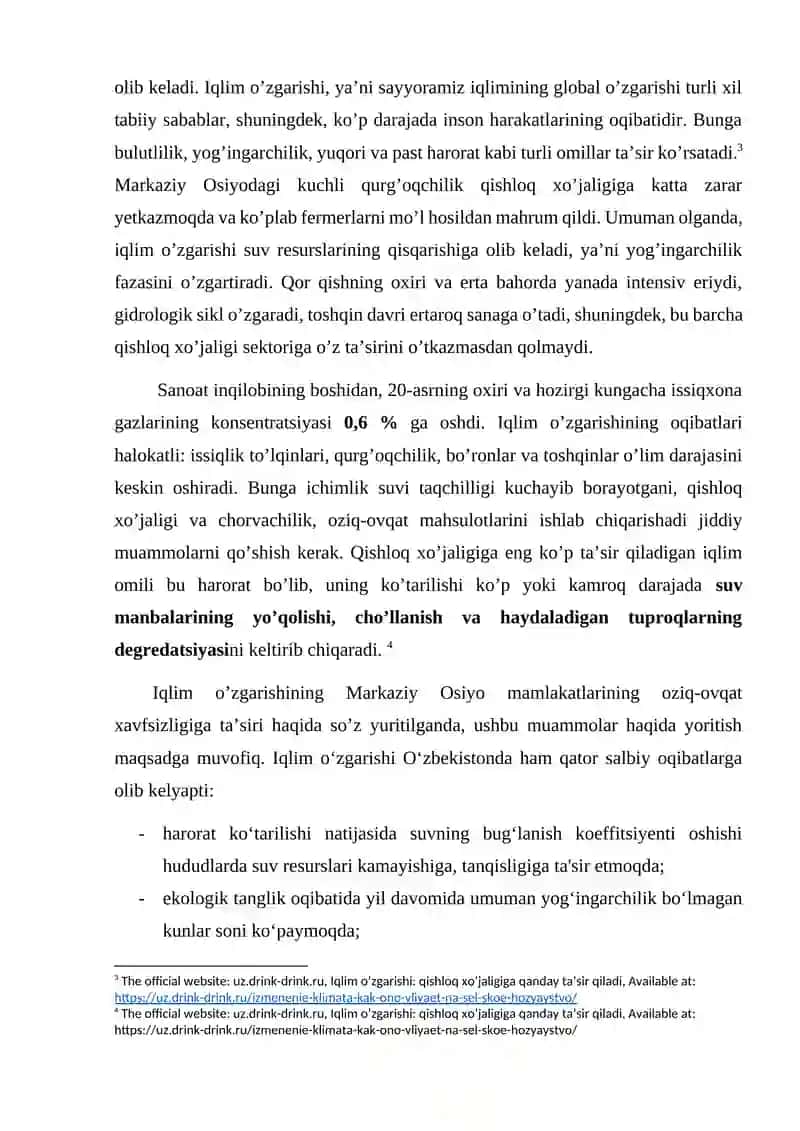 GLOBAL IQLIM O’ZGARISHINING MARKAZIY OSIYO DAVLATLARI OZIQ-OVQAT XAVFSIZLIGIGA TA’SIRI 4