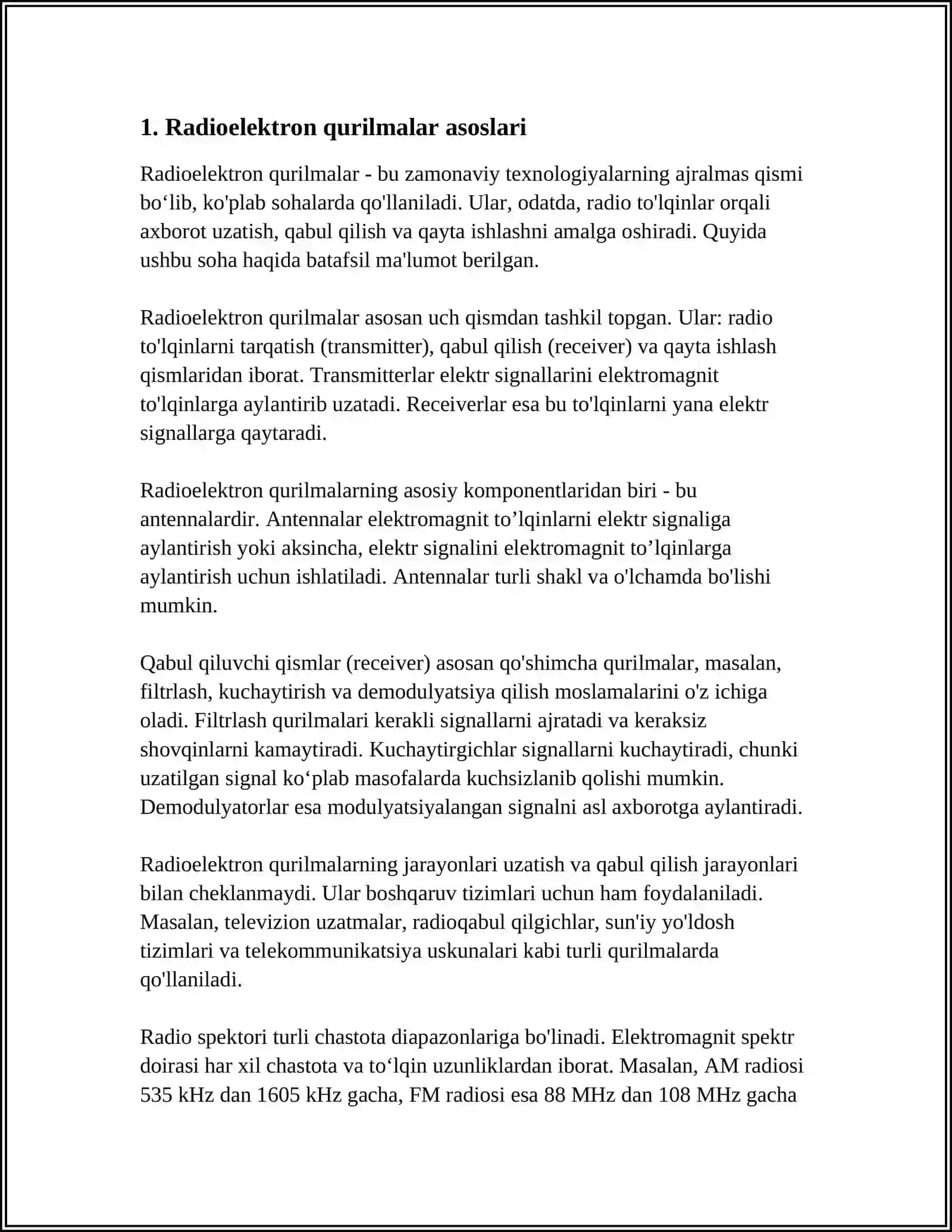 Radioelektron qurilmalar asoslari 4