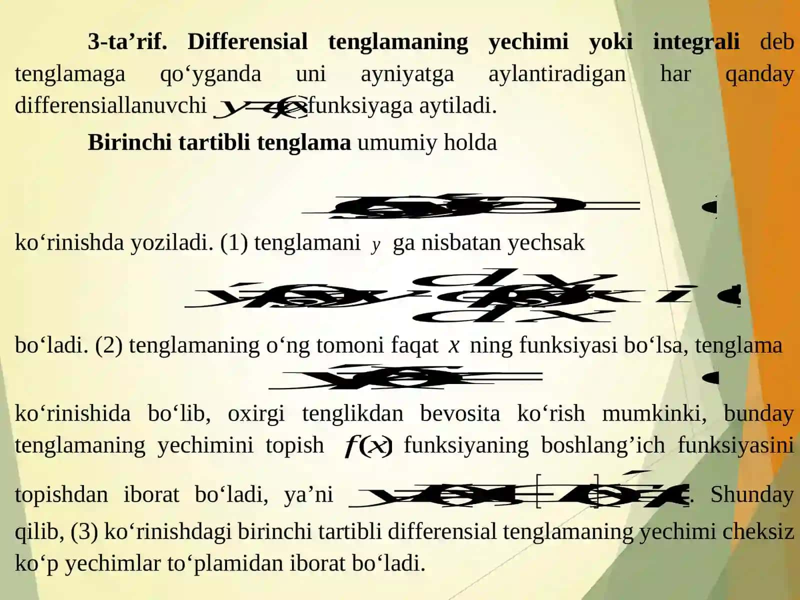 BIRINCHI TARTIBLI VA IKKINCHI TARTIBLI DIFFERENSIAL TENGLAMALAR 4