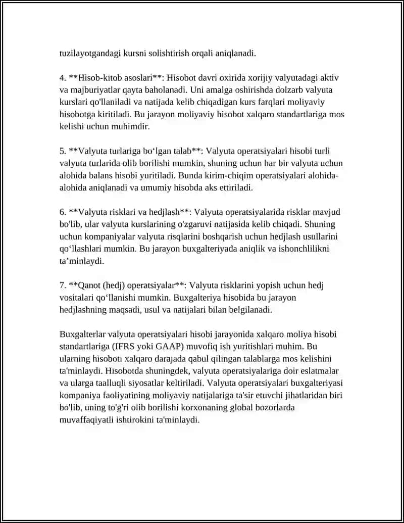 VALYUTA OPERATSIYALAR HISOBI 4