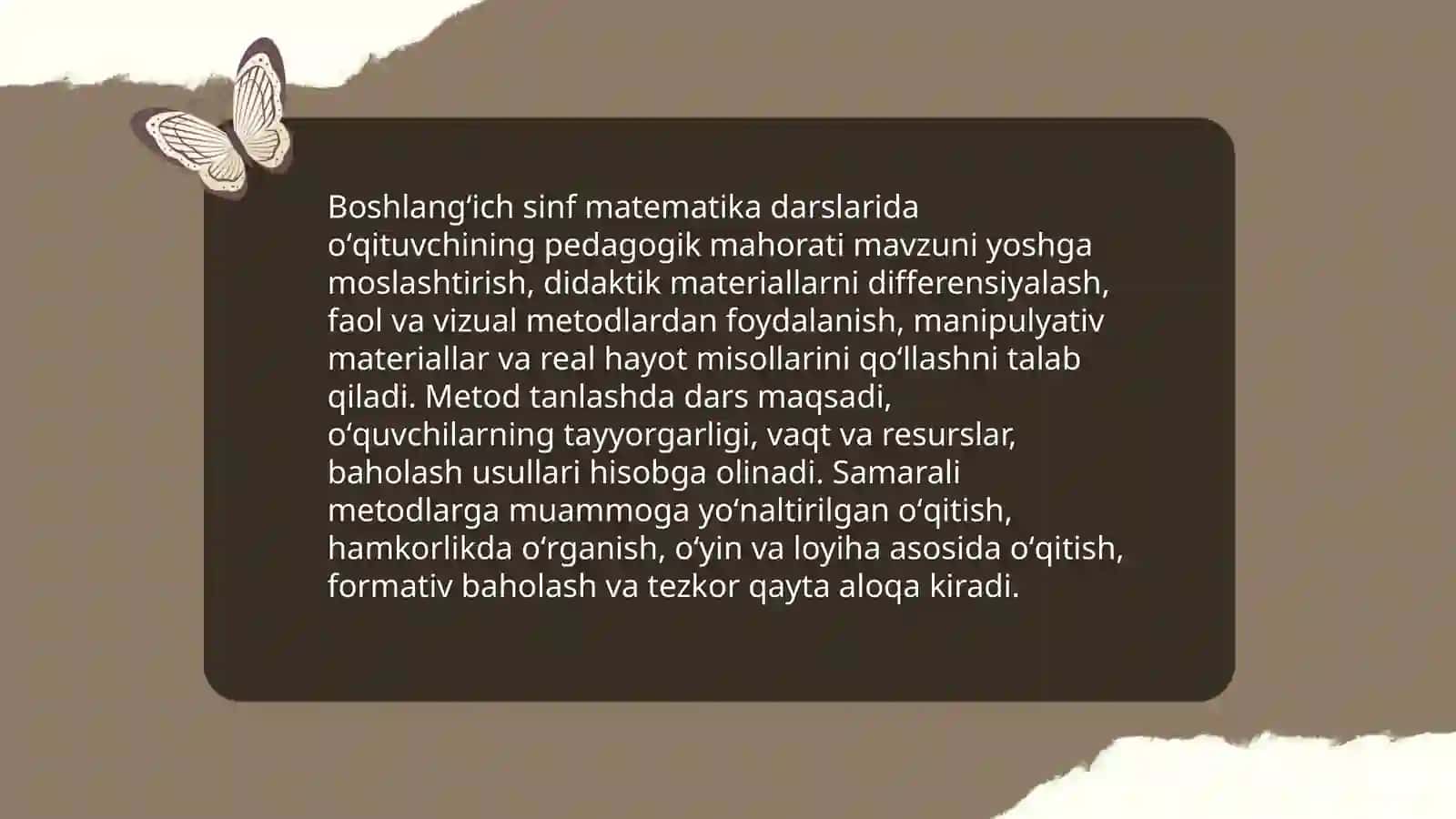 Boshlangʻich sinf matematikasi darslarida oʻqituvchining pedagogik mahorati 4