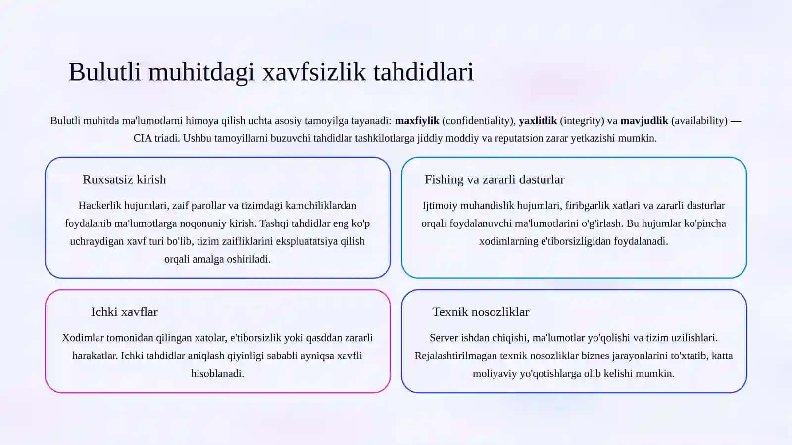 Ma'lumotlar bazasi va bulutli texnologiyalar xavfsizligi 4
