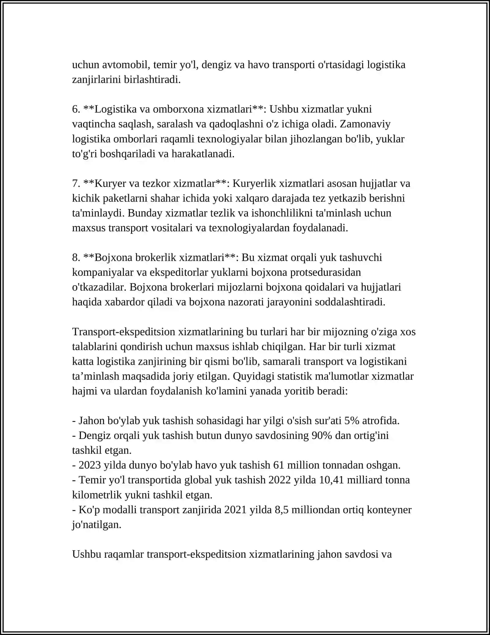 TRANSPORT-EKSPEDITSION XIZMATLAR TIZIMLARI 4