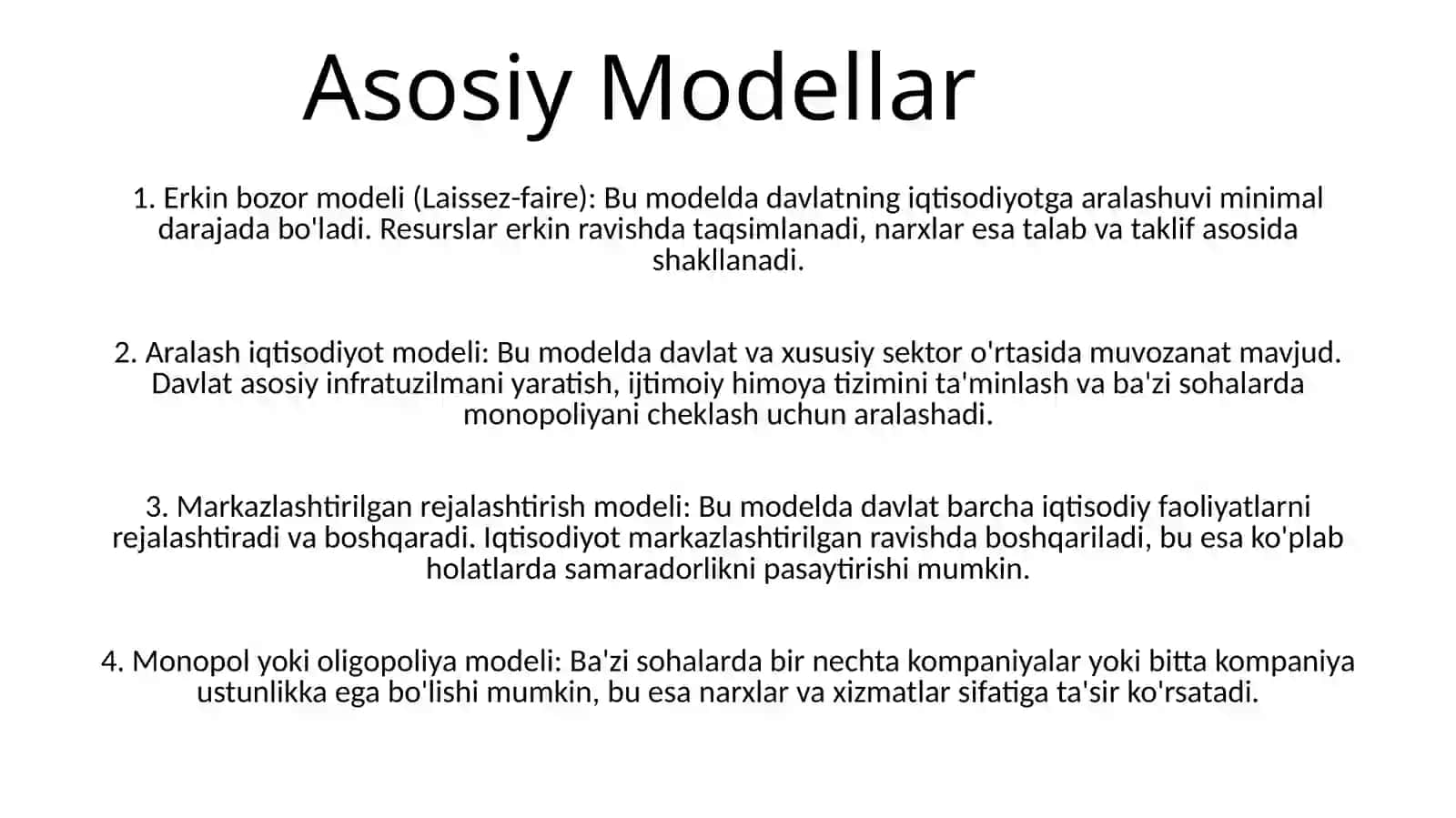 Bozor iqtisodiyoti modellari 4