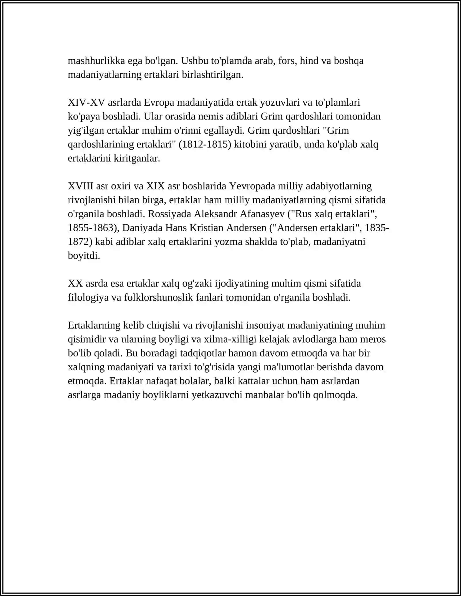 ERTAK. ADABIY ERTAKLAR VA XALQ ERTAKLARI 4