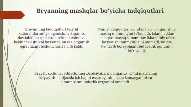 Ebbingauz, Brayyan va Xarterlarning eksperimental tadqiqotlari 4