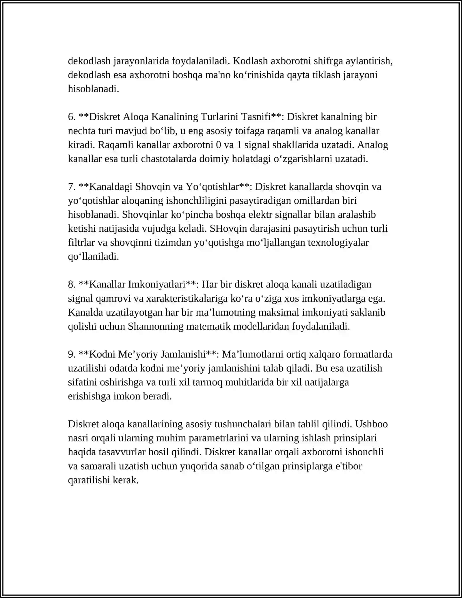 DISKRET ELEKTR ALOQA KANALLARI 4