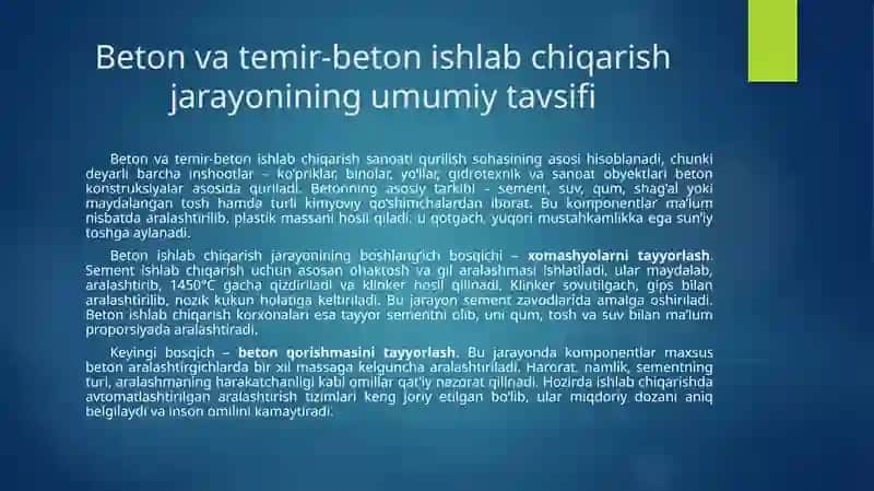 Beton va temir-beton ishlab chiqarish sanoati chiqindilar 4