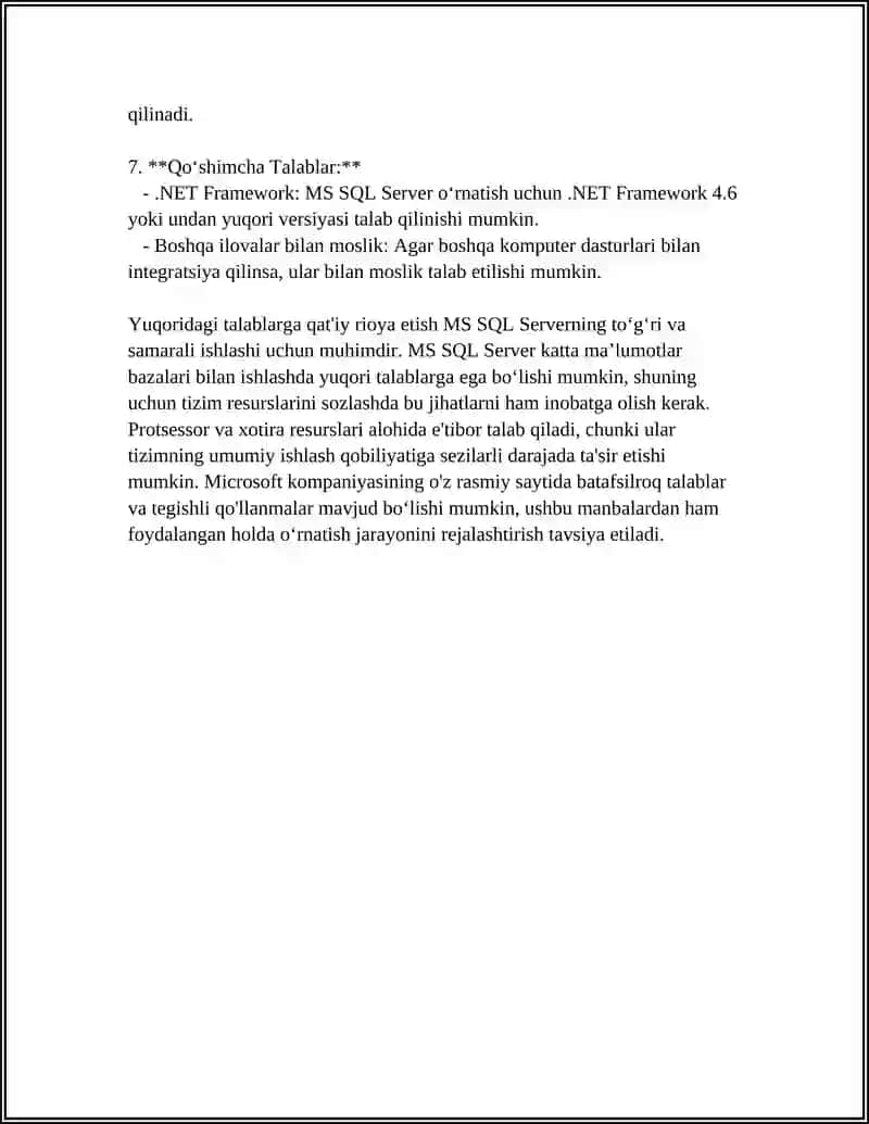 MS SQL SERVER MAʼLUMOTLAR BAZASINI BOSHQARISH TIZIMINI OʻRNATISH VA SOZLASH JARAYONI 4