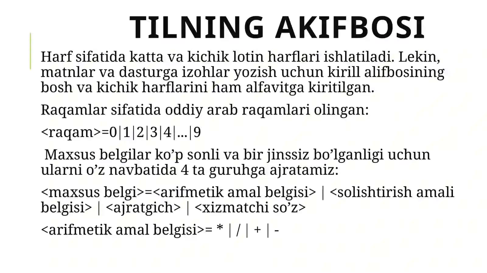 Dasturlashga kirish, dasturlashning asosiy tushunchalari 4