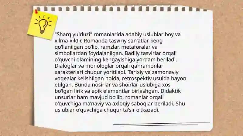 Sharq yulduzi jurnalida eʼlon qilingan romonlar tahlili 4