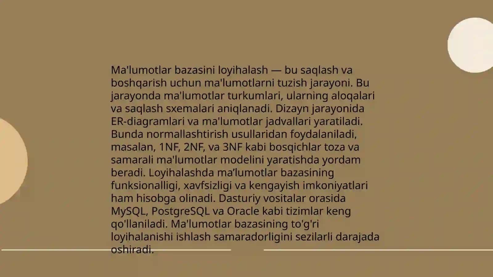 Malumotlar bazasini yaratish modeli 4