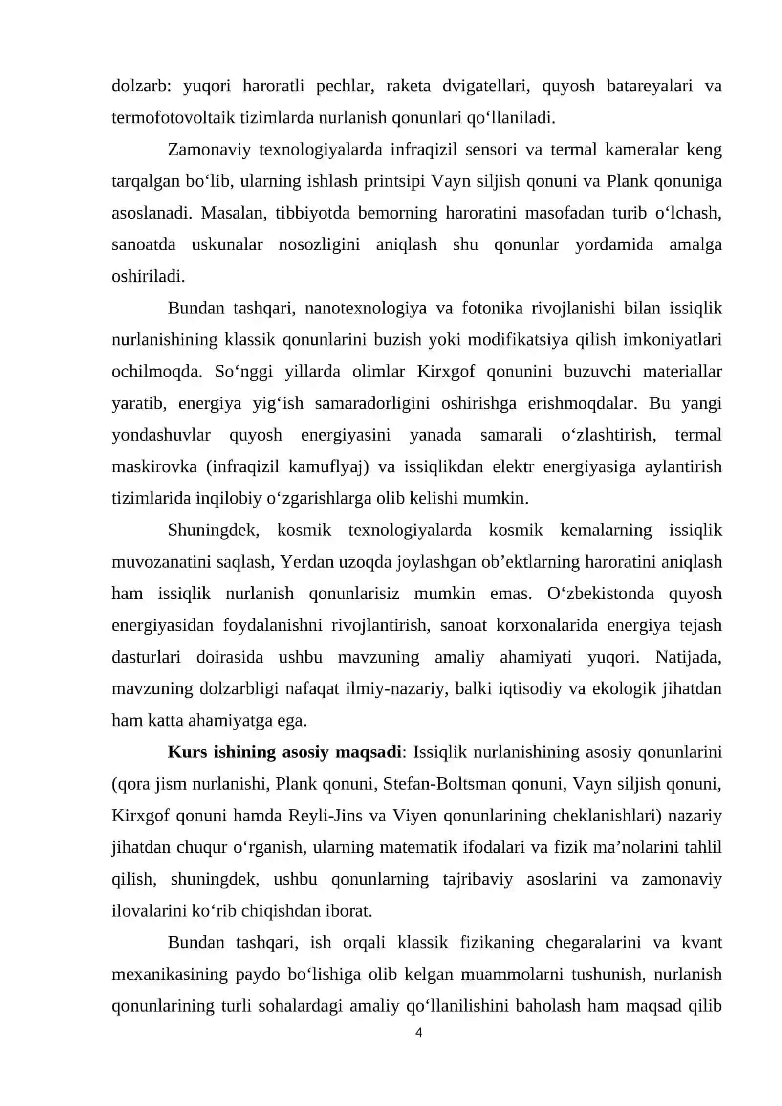 Issiqlik nurlanish qonunlarini oʻrganish 4