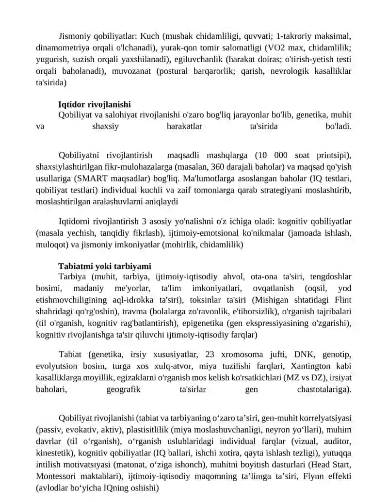 Qobiliyat va uning rivojlanishi 4