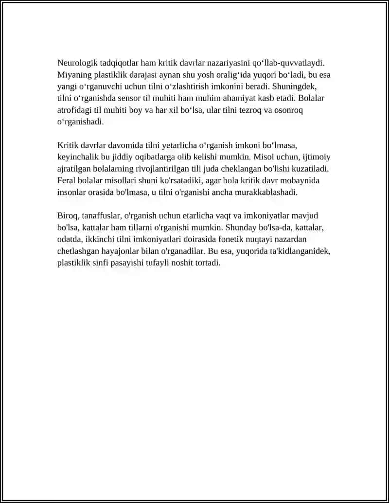 Rivojlanishdagi kritik davrlar 4