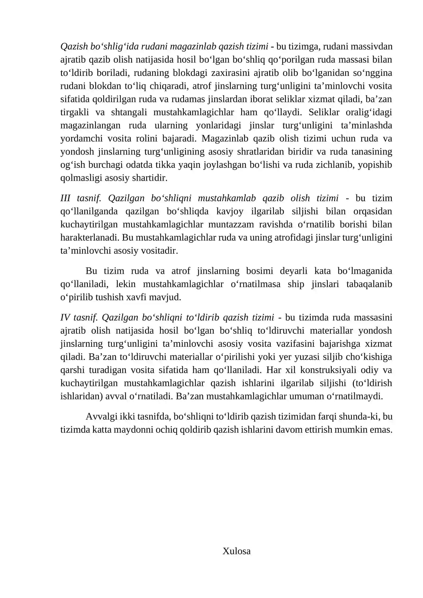 Ruda va atrof tog jinslarini qulatib qazib olish tizimlari 4